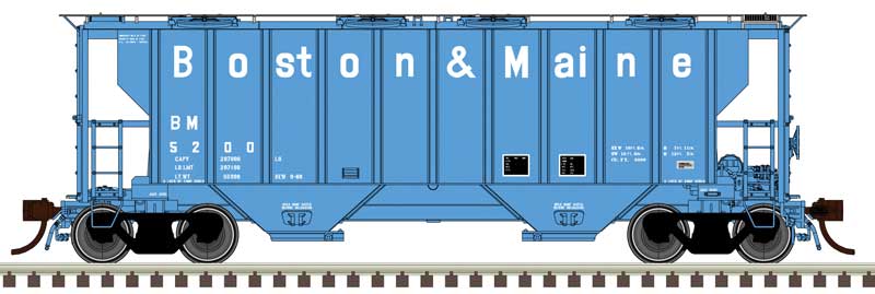 Atlas 20007115  Portec 3000 2-Bay Covered Hopper - Ready to Run - Master(R) Plus -- Boston & Maine