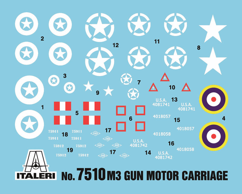 Italeri 7510 - SCALE 1 : 72 M3 75MM GUN MOTOR CARRIAGE - FAST ASSEMBLY