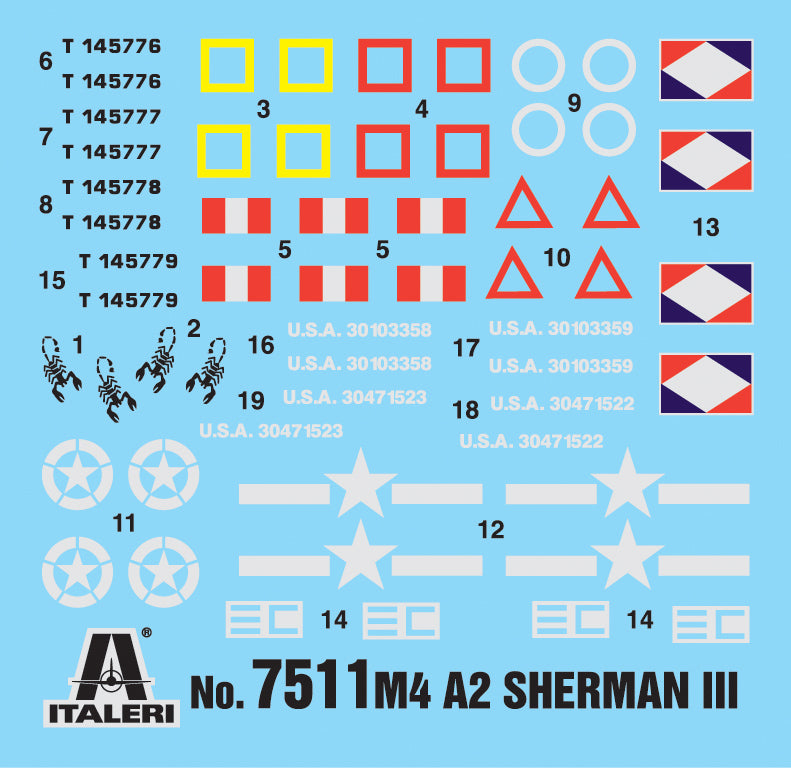 Italeri 7511 - SCALE 1 : 72 M4A2 SHERMAN III - FAST ASSEMBLY