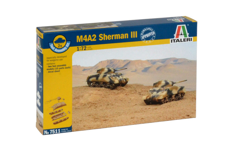 Italeri 7511 - SCALE 1 : 72 M4A2 SHERMAN III - FAST ASSEMBLY