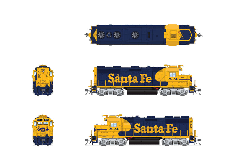 BLI 8220 EMD GP35, ATSF 2824, Blue Warbonnet, No-Sound / DCC-Ready, HO (GP35u)