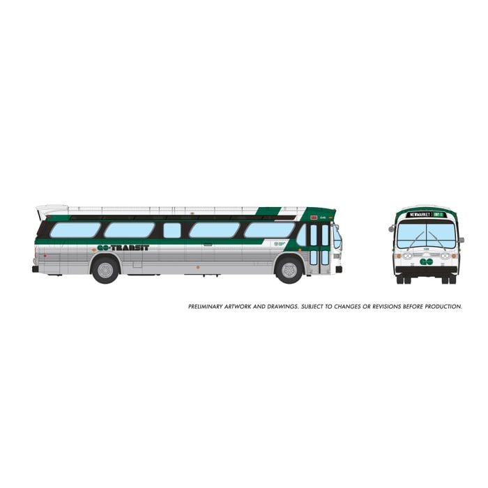 PREORDER Rapido HO 753110 Mid-1960s, 1980s Suburban New Look Bus, Lighted, GO Transit