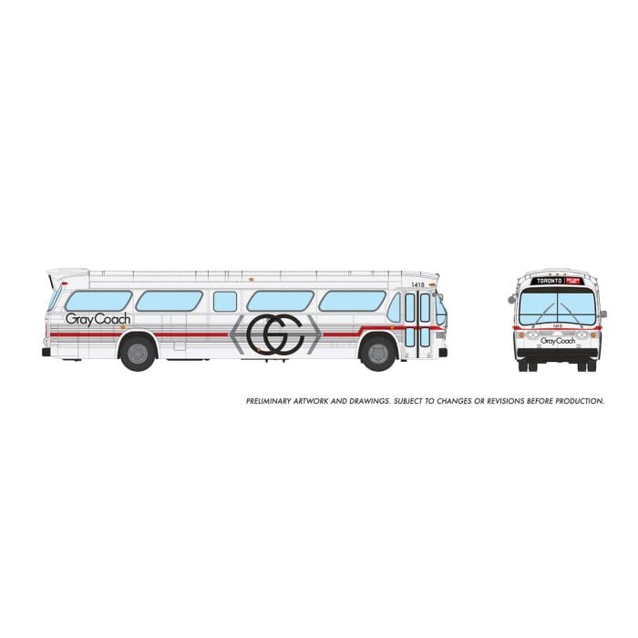 PREORDER Rapido HO 753117 Mid-1960s, 1980s Suburban New Look Bus, Lighted, Gray Coach