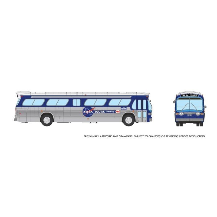 PREORDER Rapido HO 753124 Mid-1960s, 1980s Suburban New Look Bus, Lighted, NASA | 71.2