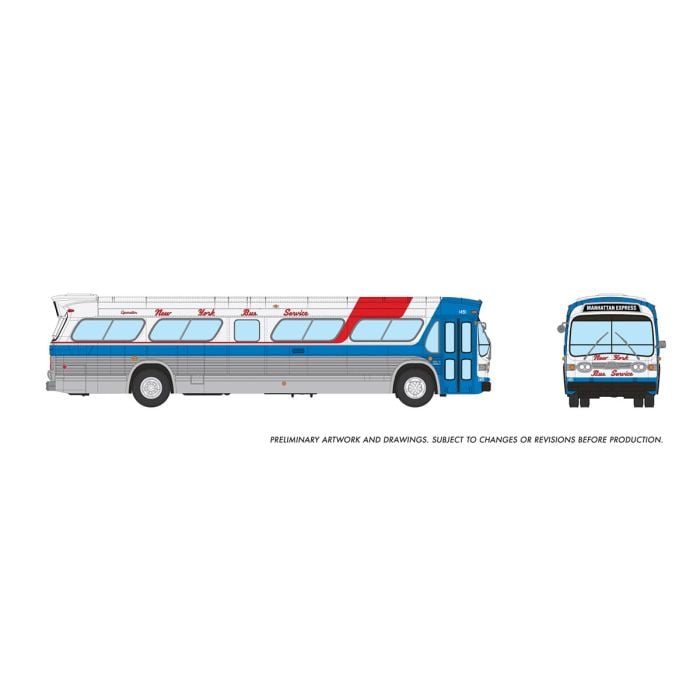 PREORDER Rapido HO 753129 Mid-1960s, 1980s Suburban New Look Bus, Lighted, New York Bus Service