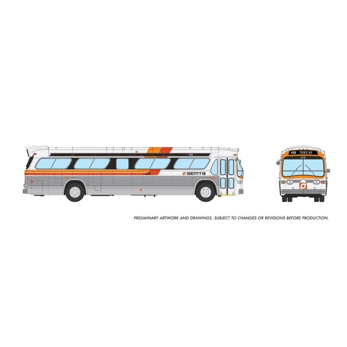 PREORDER Rapido HO 753131 Mid-1960s, 1980s Suburban New Look Bus, Lighted, SEMTA Detroit Area