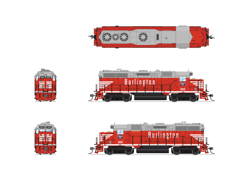 BLI 7534 EMD GP35, CBQ 989, Chinese Red, Paragon4 Sound/DC/DCC, HO Scale