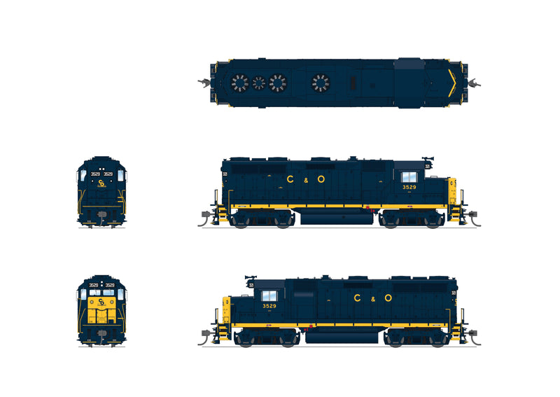 BLI 8223 EMD GP35, C&O 3529, "C&O" w/ Yellow Nose, No-Sound / DCC-Ready, HO