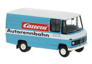 PREORDER Brekina HO 36847 1980s Mercedes-Benz L 406 D Cargo Van, Assembled, Carrera (blue, white, red, German Lettering)
