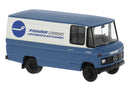 PREORDER Brekina HO 36860 1980s Mercedes-Benz L 406 D Cargo Van, Assembled, Finnair (blue, white, Norsk Lettering)