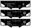 PREORDER Accurail HO 8190 50-Ton Offset-Side 2-Bay Hopper 3-Pack Kit, Baltimore & Ohio