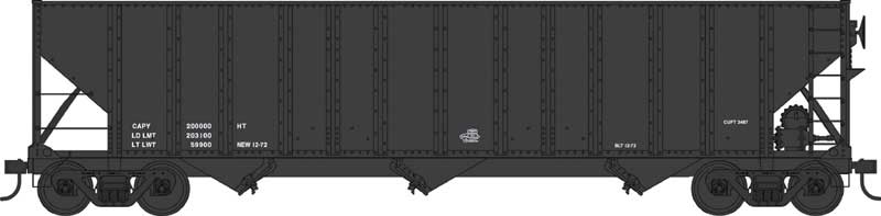 Bowser 43199 H-43 100-Ton 3-Bay Hopper - Ready to Run - Executive Line -- Dimensional Data Only (Blt. 12-72, black), HO