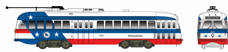 Bowser 12928 Kansas City-Style Post-War PCC Streetcar w/LokSound & DCC - Executive Line -- Bicentennial Scheme - Pennsylvania