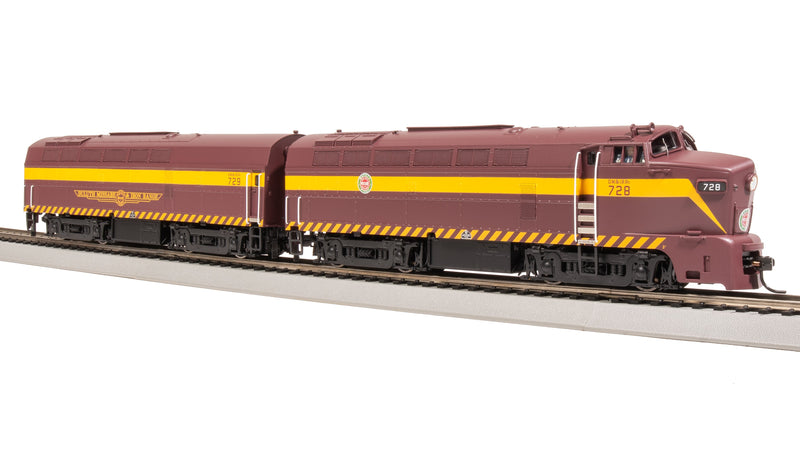 BLI 7704 RF-16 Sharknose A/B, DMIR 728/729, Maroon & Yellow, A-unit Paragon4 Sound/DC/DCC, Unpowered B, HO (Fantasy Paint Scheme)