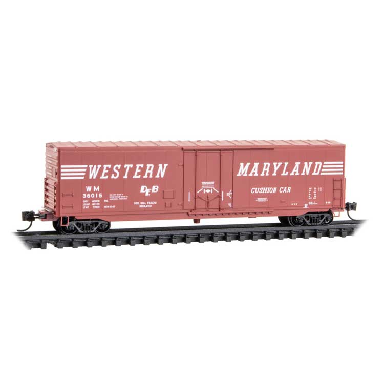 PREORDER Micro Trains Line 181 00 350 N 50' Boxcar with 8' Plug Door, No Roofwalk, Short Ladders - Ready to Run -- Western Maryland