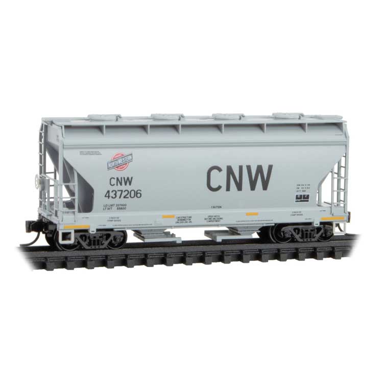 Micro Trains Line 092 00 602 N ACF 39' 2-Bay Center-Flow Covered Hopper - Round Hatches - Ready to Run -- Chicago & North Western