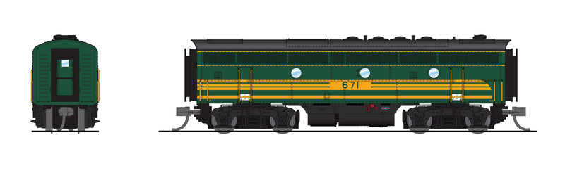 BLI 7723 EMD F3 AB, MEC 683/671B, Green & Gold, A-unit Paragon4 Sound/DC/DCC, Unpowered B, N