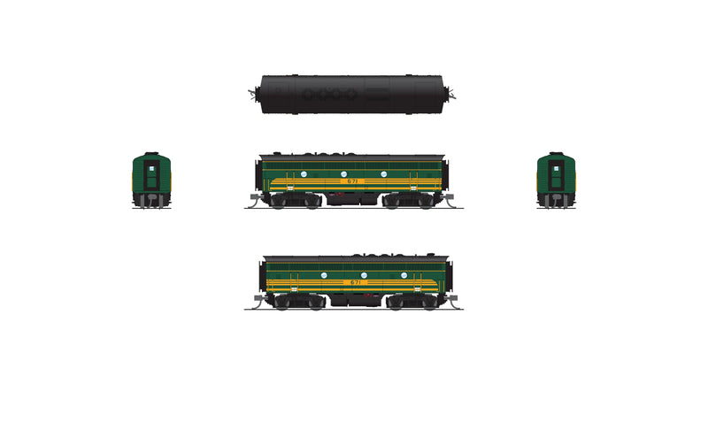 BLI 9061 EMD F3B, MEC 671B, Green & Gold, No-Sound / DCC-Ready, N