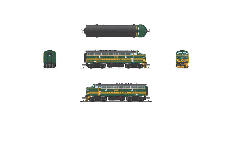 BLI 7723 EMD F3 AB, MEC 683/671B, Green & Gold, A-unit Paragon4 Sound/DC/DCC, Unpowered B, N