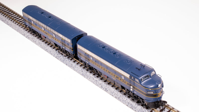 BLI 7751 EMD F7 AB, B&O 4495/5448, Blue/Black/Gold, A-unit Paragon4 Sound/DC/DCC, Unpowered B, N