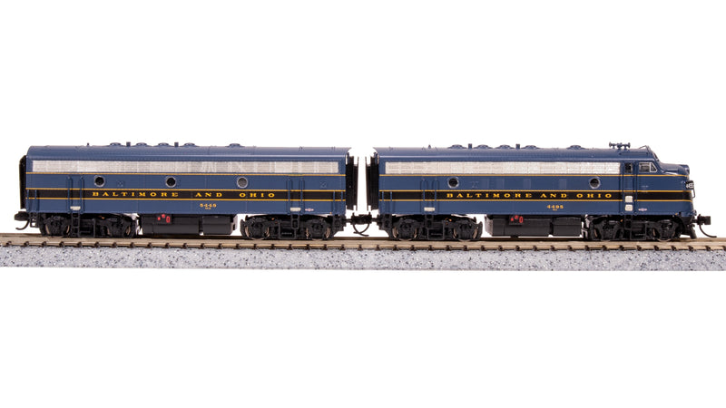 BLI 7751 EMD F7 AB, B&O 4495/5448, Blue/Black/Gold, A-unit Paragon4 Sound/DC/DCC, Unpowered B, N