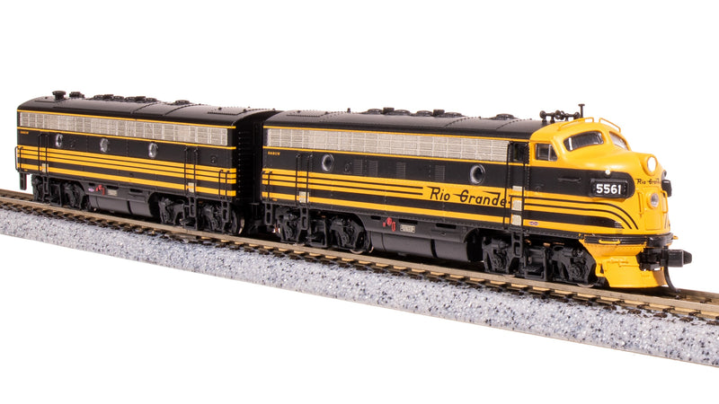 BLI 7754 EMD F7 AB, DRGW 5561/5562, Black 3-stripe, A-unit Paragon4 Sound/DC/DCC, Unpowered B, N