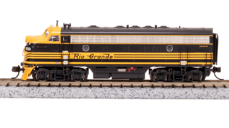 BLI 7754 EMD F7 AB, DRGW 5561/5562, Black 3-stripe, A-unit Paragon4 Sound/DC/DCC, Unpowered B, N