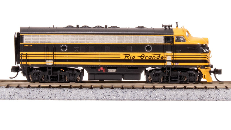 BLI 7754 EMD F7 AB, DRGW 5561/5562, Black 3-stripe, A-unit Paragon4 Sound/DC/DCC, Unpowered B, N