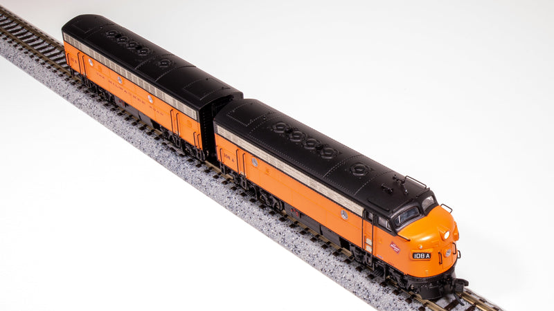 BLI 7755 EMD F7 AB, MILW 108A/111B, Orange & Black, A-unit Paragon4 Sound/DC/DCC, Unpowered B, N