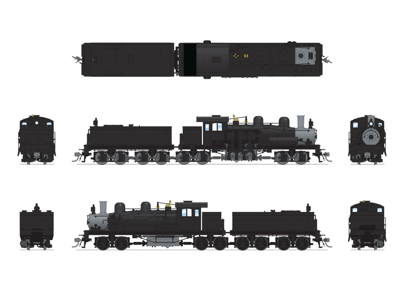 PREORDER BLI 7820 Class D 4-truck Shay, Unlettered, Painted Black, Paragon4 Sound/DC/DCC, Smoke, HO