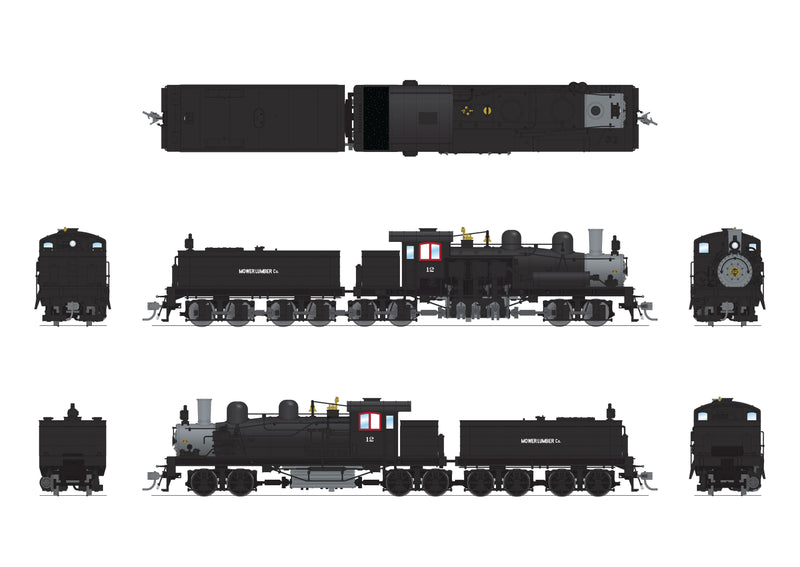 PREORDER BLI 8260 Class D 4-truck Shay, Mower Lumber Co.