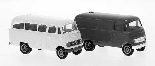 Brekina HO 10212 1960 Mercedes-Benz 319 Van Set Kit, 1 Each Passenger and Low-Roof Cargo