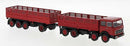 Brekina HO 58530 1960s Fiat 691 Millepiedi Low-Side Cage Truck and Trailer, Red