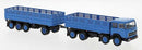 Brekina HO 58531 1960s Fiat 691 Millepiedi Low-Side Cage Truck and Trailer, Blue