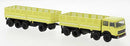 Brekina HO 58532 1960s Fiat 691 Millepiedi Low-Side Cage Truck and Trailer, Yellow
