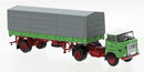 PREORDER Brekina HO 71203 1965 IFA W 50 Tractor with Covered Low-Side Trailer, Deutschen Bahn | 38.24