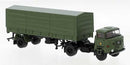 PREORDER Brekina HO 71205 1965 IFA W 50 Tractor with Covered Low-Side Trailer, NVA | 38.24