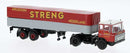 PREORDER Brekina HO 85283 1960s DAF FT 2600 Tractor with Covered Low-Side Trailer, Streng | 38.24