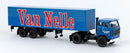 PREORDER Brekina HO 85674 1972 Volvo F89 Tractor with Van Trailer, Assembled, Van Nelle (blue, red, Dutch Lettering)