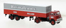 PREORDER Brekina HO 85232 DAF DO 2000 Semi Tractor with Van Trailer, Assembled, Rosmalen (red, white, gray, Dutch Lettering)
