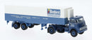PREORDER Brekina HO 85240 1957-1970s DAF DO 2000 Semi Tractor with Reefer Trailer, Assembled, Binfurst (white, blue, reg, German Lettering)
