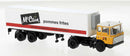 Brekina HO 85287 1960s DAF FT 2600 Tractor with Reefer Trailer, Assembled, Amerongen/McCain (white, yellow, black, red, Dutch Lettering)