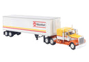 Brekina HO 86257 Kenworth W900 Semi Tractor with Sleeper Cab & Van Trailer, Assembled, New York Fire Dept. FDNY (red, white, yellow, Hazmat)