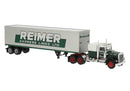 Brekina HO 86258 Kenworth W900 Semi Tractor with Sleeper Cab and Van Trailer, Assembled, Reimer (white, green)