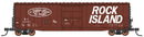 PREORDER Intermountain HO 45968 50' PS-1 Single Door Boxcar with Cushion Underframe, Rock Island (1969 Scheme, Boxcar Red, black, white, Billboard Lettering)