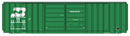 PREORDER Intermountain HO 48319 FMC 5283 Cubic Foot Double-Door Boxcar, Burlington Northern (Late Scheme, Cascade Green, white)