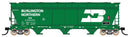 PREORDER Intermountain HO 470100 ACF 4650 Cubic Foot 3-Bay Covered Hopper, Burlington Northern (Early 1971, Large Stretched Logo, Cascade Green, white)