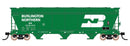 PREORDER Intermountain N 670100 ACF 4650 Cubic Foot 3-Bay Covered Hopper, Burlington Northern (1971, Cascade Green, white, Large Logo & Lettering)