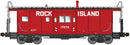 Bluford Shops 43051 International Car Bay Window Caboose Phase 3 - Ready to Run - Rock Island 17065 (As-Delivered, red, black), N Scale