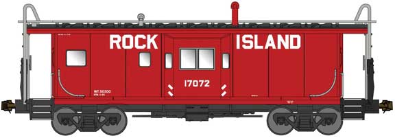 Bluford Shops 43051 International Car Bay Window Caboose Phase 3 - Ready to Run -- Rock Island 17065 (As-Delivered, red, black), N Scale